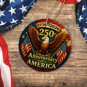 250 years of America Eagle & Flag 2D Ceramic Ornament HO82 900348