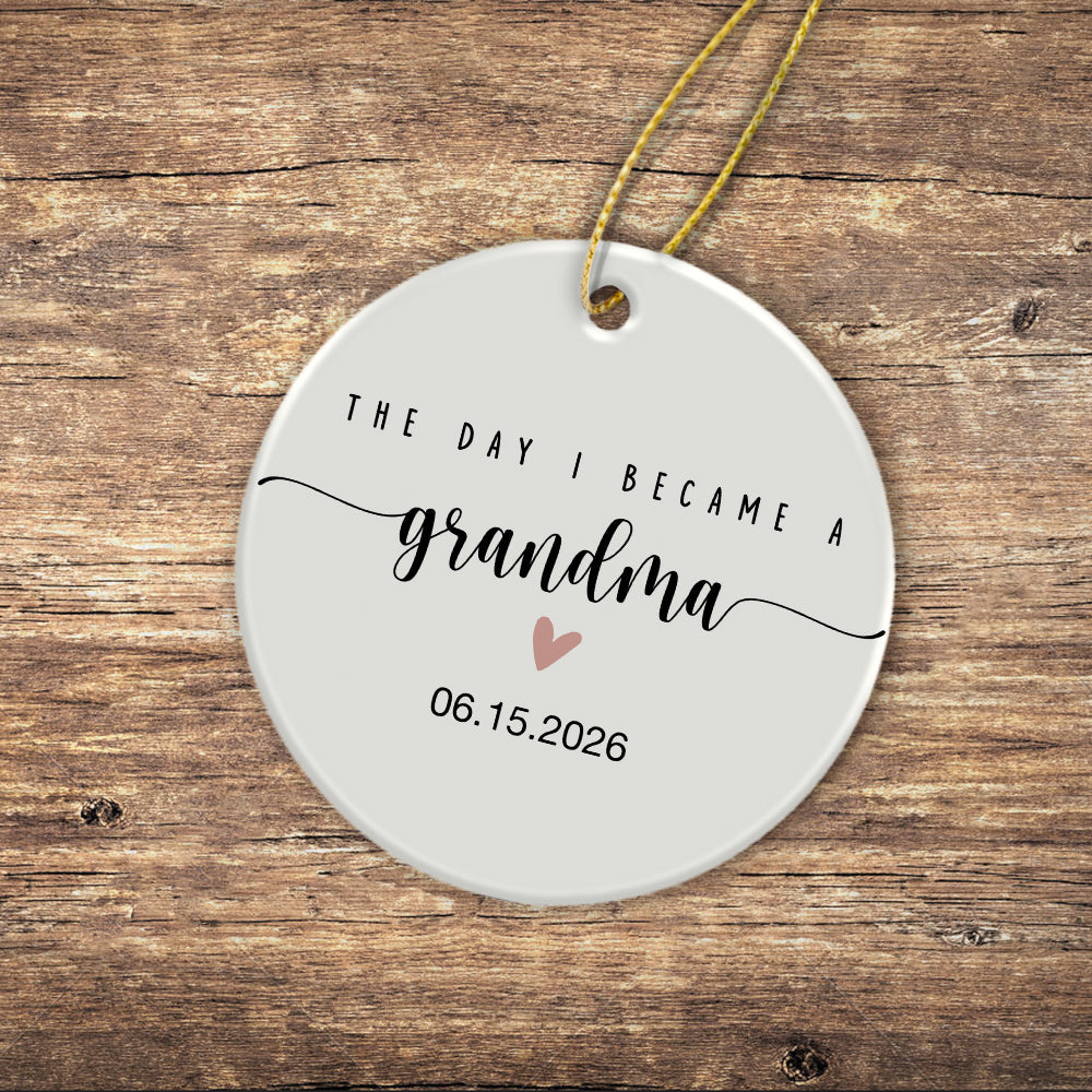 Personalized The Day I Became A Mama, Daddy Ceramic Ornament, Family Christmas Keepsake LM32 669707