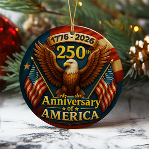 250 years of America Eagle & Flag 2D Ceramic Ornament HO82 900348