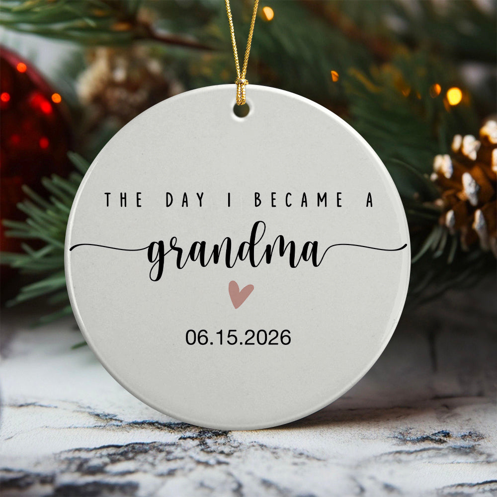 Personalized The Day I Became A Mama, Daddy Ceramic Ornament, Family Christmas Keepsake LM32 669707