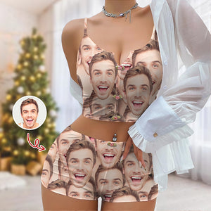 Custom Funny Face Appliques Notched Neckline Lingerie Set LM32 893907