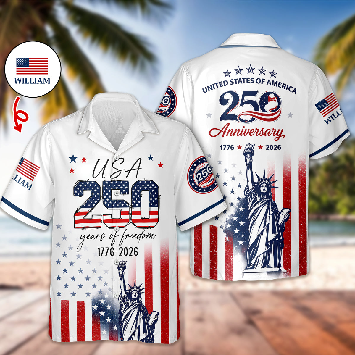 Custom Name American U.S.A 250 Years Of Freedom Hawaii Shirt HO82 902760