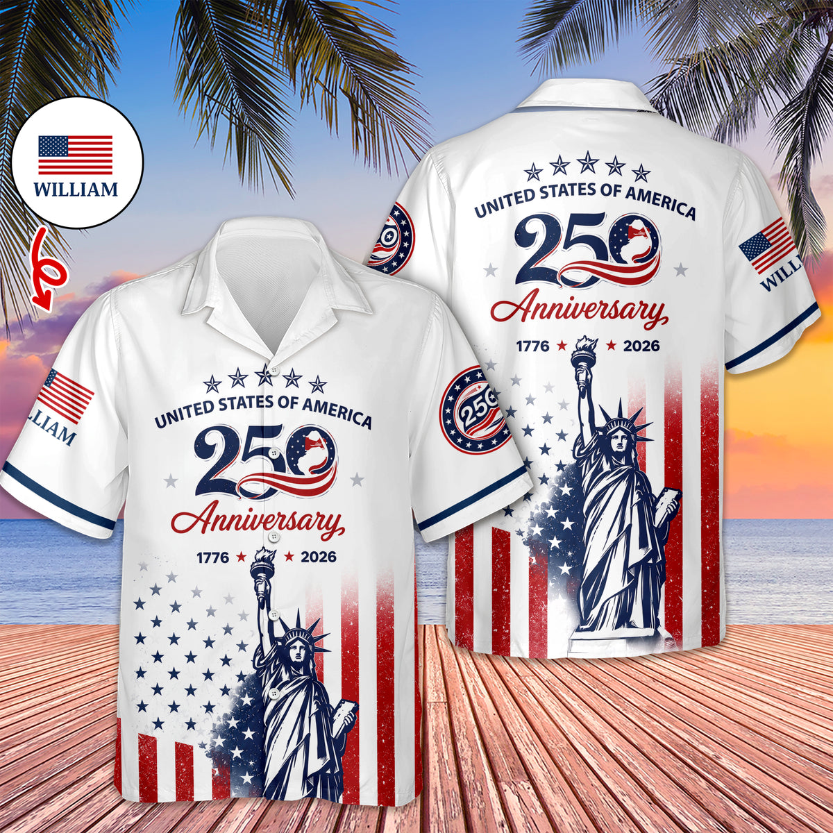 Custom Name American U.S.A 250 Years Of Freedom Hawaii Shirt HO82 902760