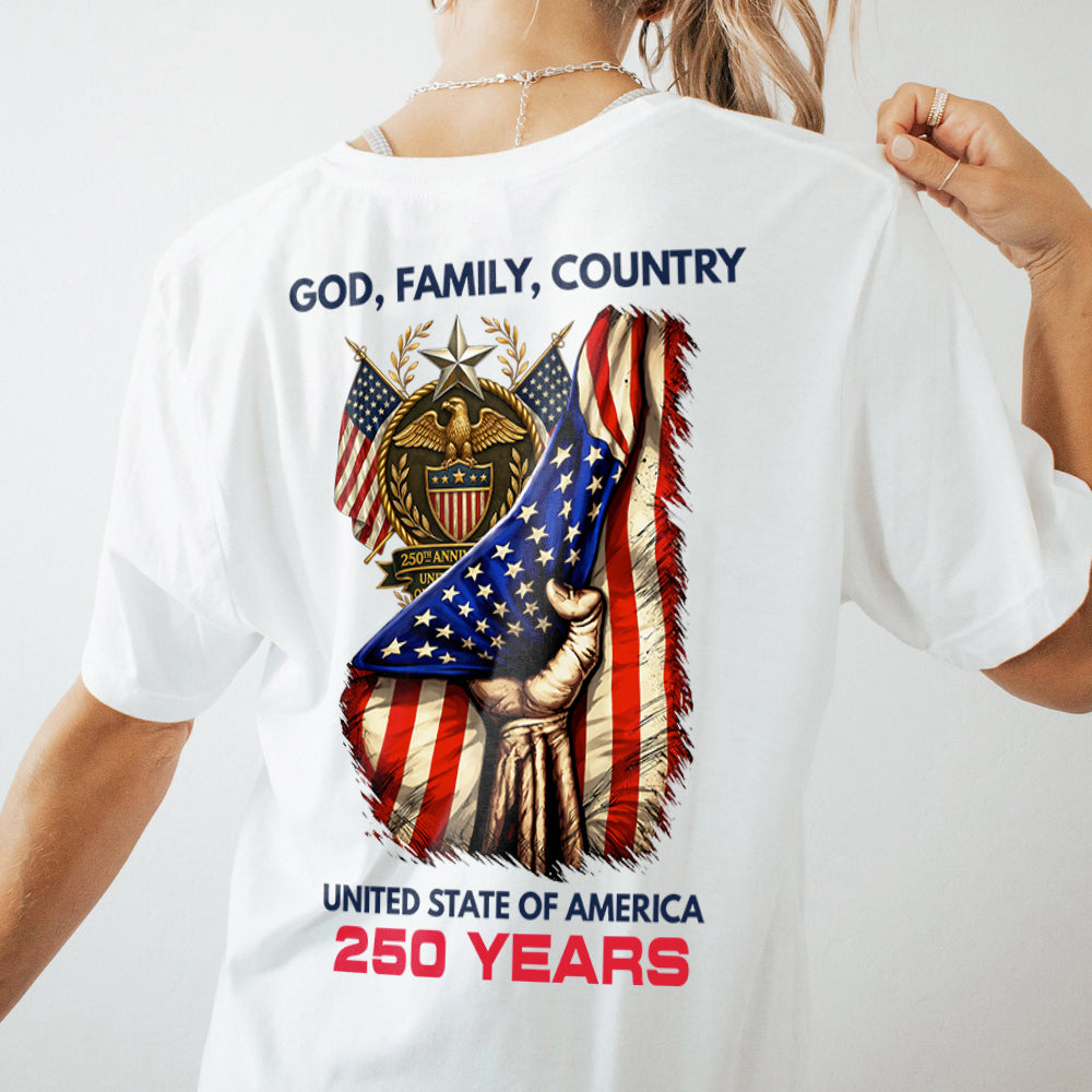 United State Of America 250 Years Back White Shirt TH10 898675