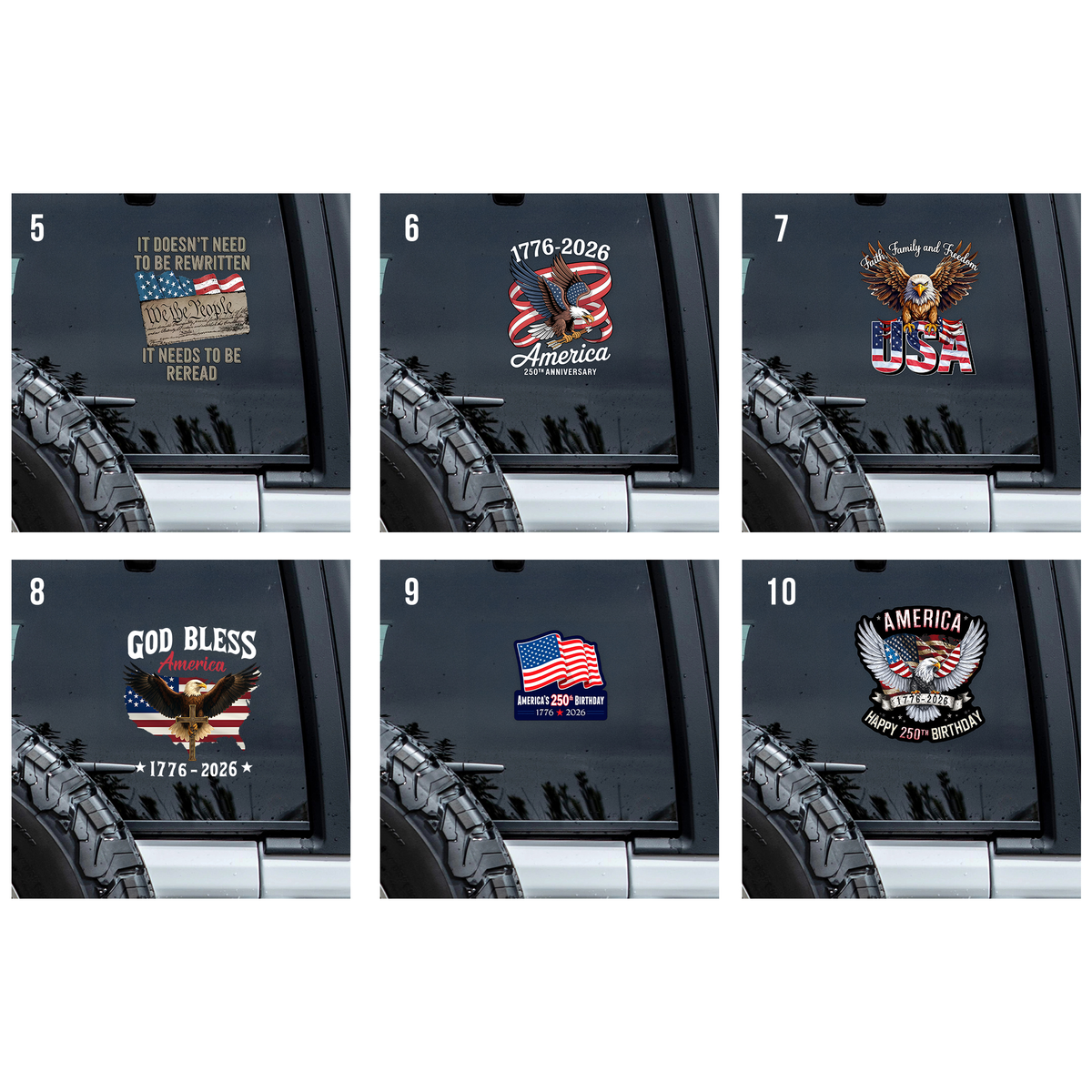 USA 250th Anniversary Car Window Decal Sticker TH10 898345