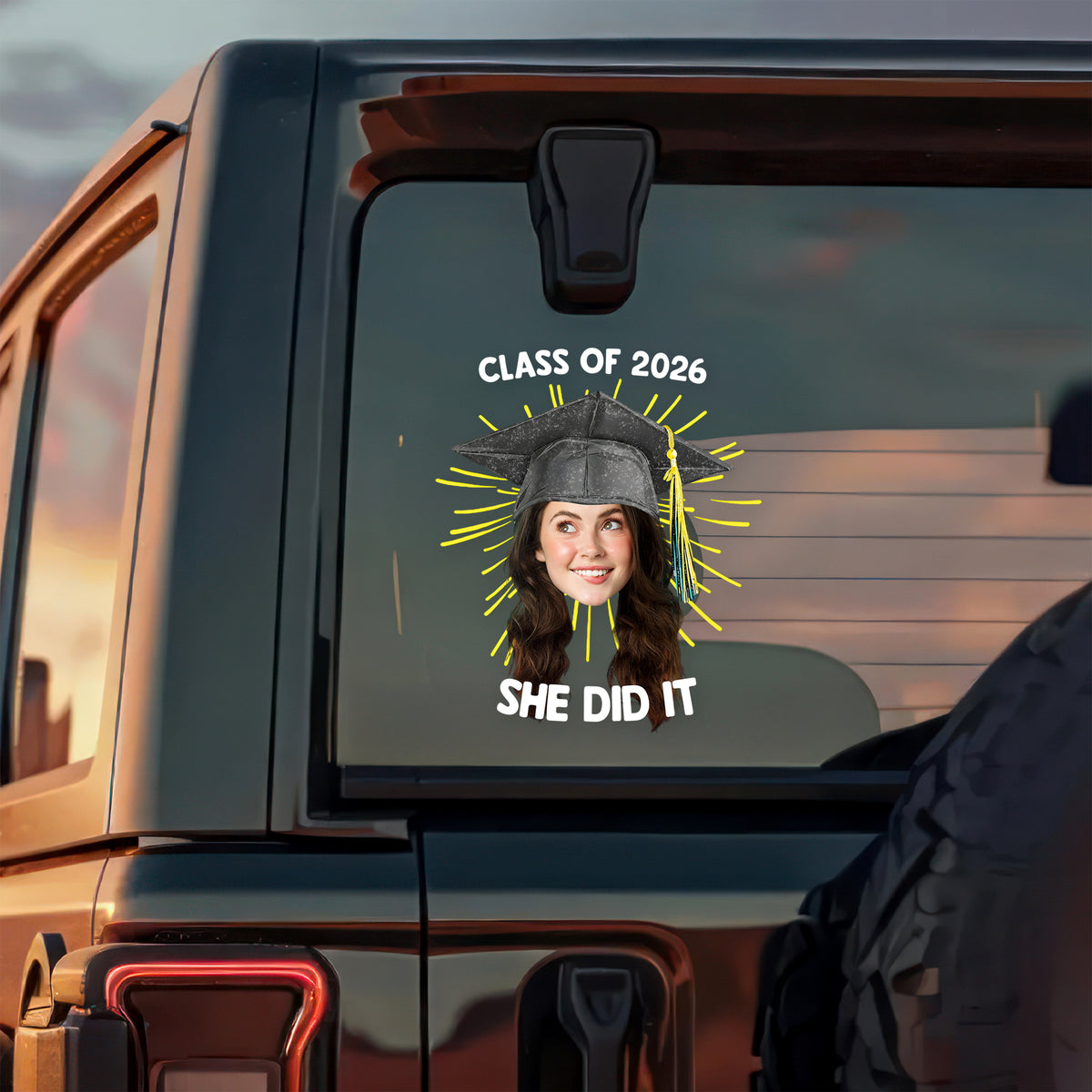 Custom Photo He/She Did It Class Of 2026 Graduation Car Window Decal Sticker TH10 169623