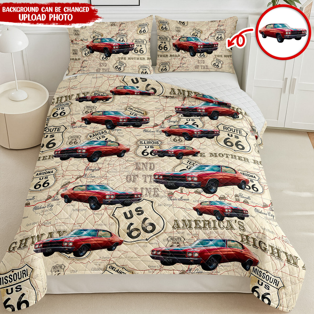 Custom Photo With Accessories Pattern Car Bedding Set Gift For Car Lovers CH07 895596