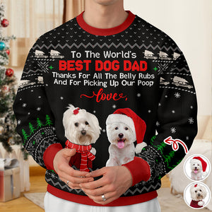 Custom Funny Dog Photo Thank For All The Belly Rubs Ugly Sweater LM32 895577