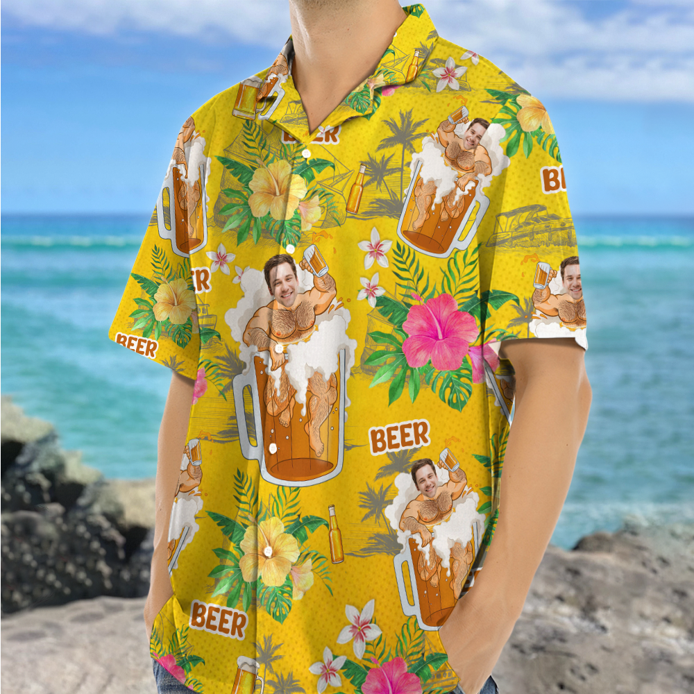 Custom Photo Beer Man Hawaiian Shirt Summer Gift For Beer Lovers CH07 895294