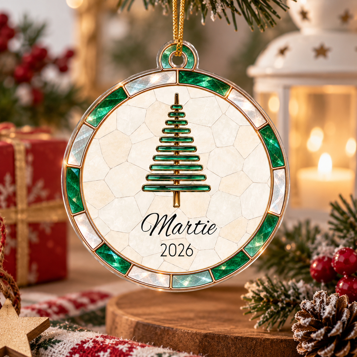Personalized Name Christmas Tree Stained Glass Design Acrylic Ornament, Home Decor LM32 669979