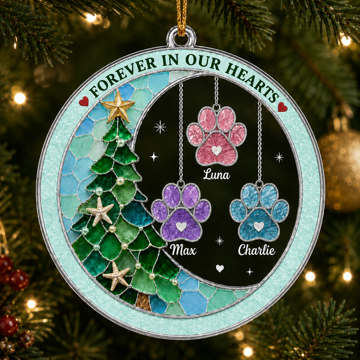 Forever in My Heart Dog Memorial Acrylic Ornament Stained Glass Style Ornament CH07 180508