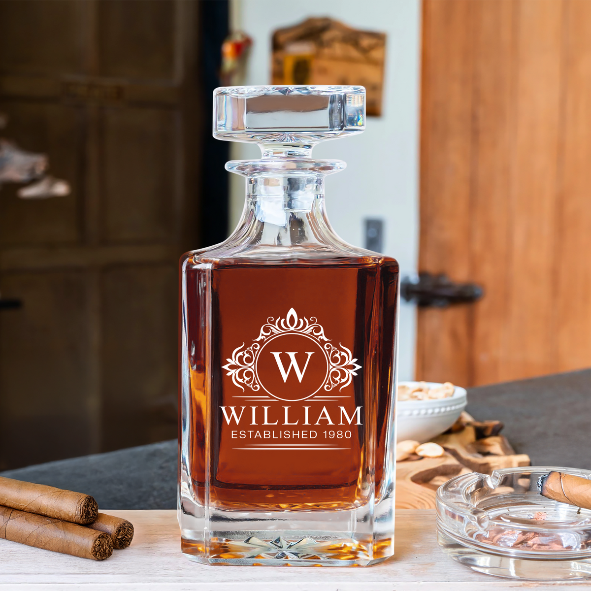 Custom Name And Established Decanter Gift For Dad TH10 894493