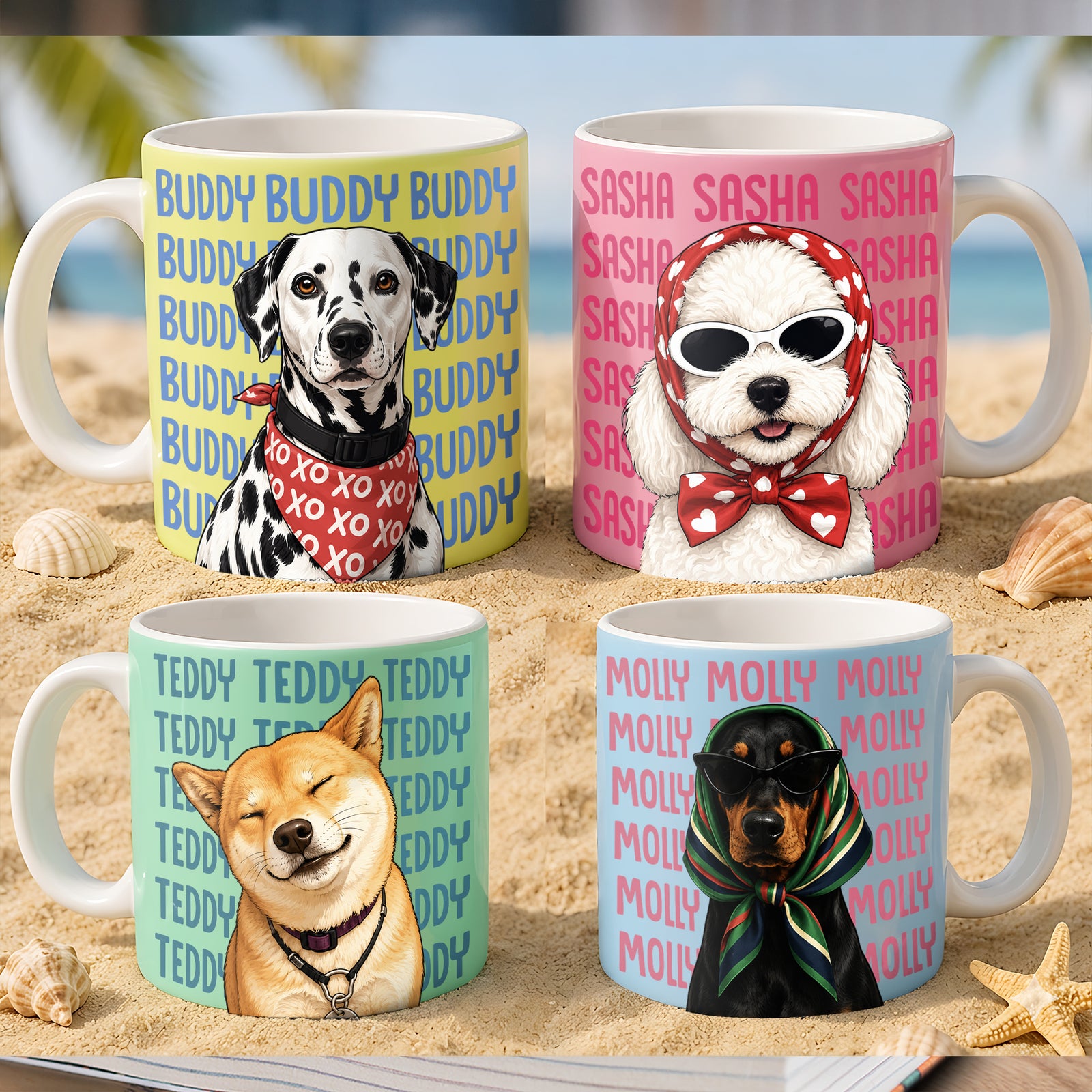 Custom Dog Photo Watercolor Print Full Mug - Personalized Pet Mug, Custom Dog Lover Gift for Family & Friends CH07 180448