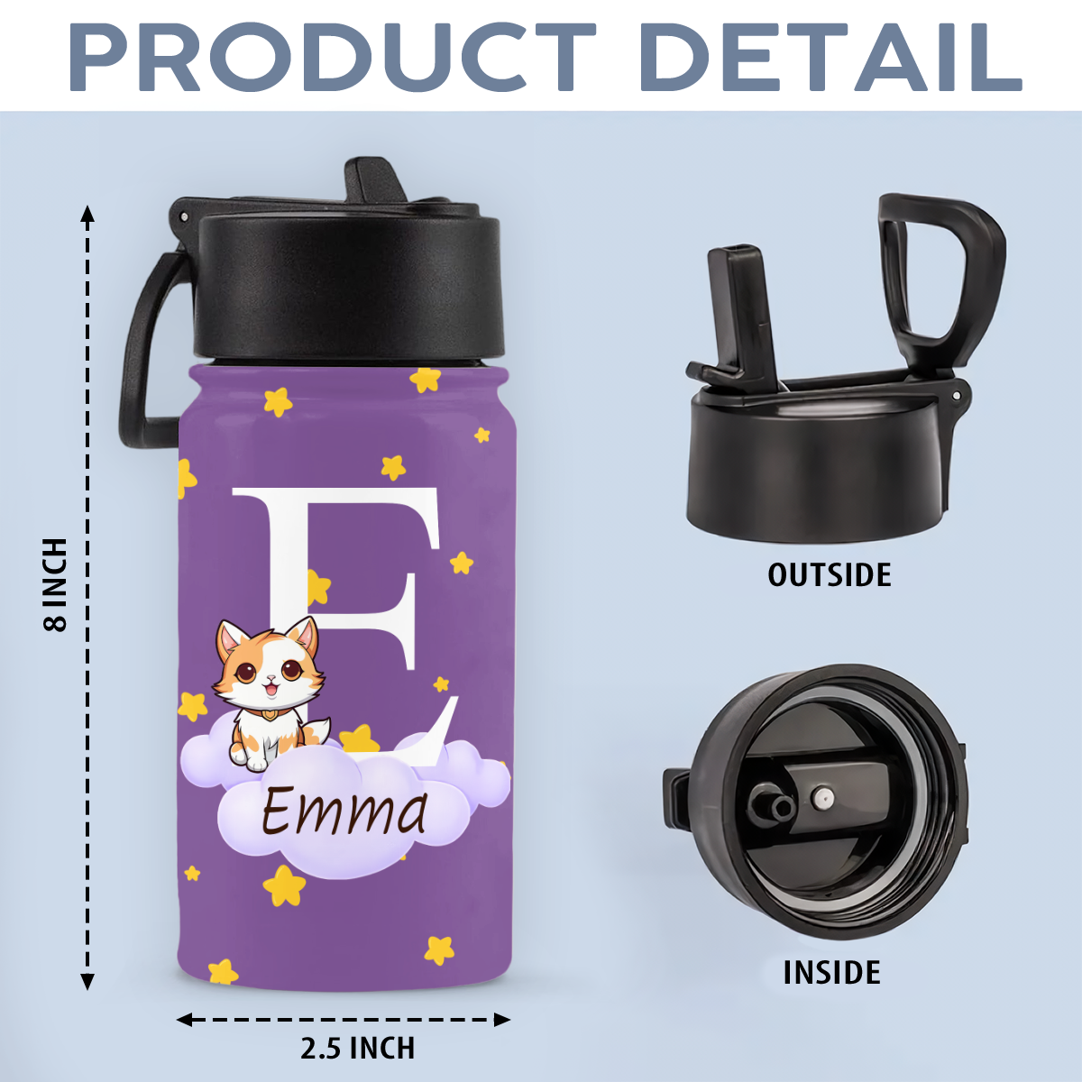 Custom Kid Name Cute Animal Kid Water Bottle Back To School Gift CH07 896218