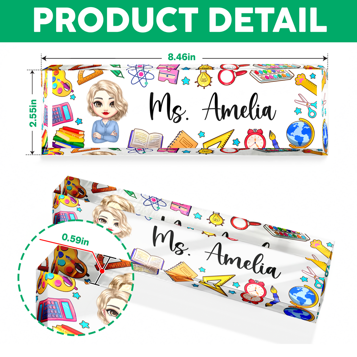 Teacher Name Plate Office Decor - Personalized Desk Name Plate CH07 896230