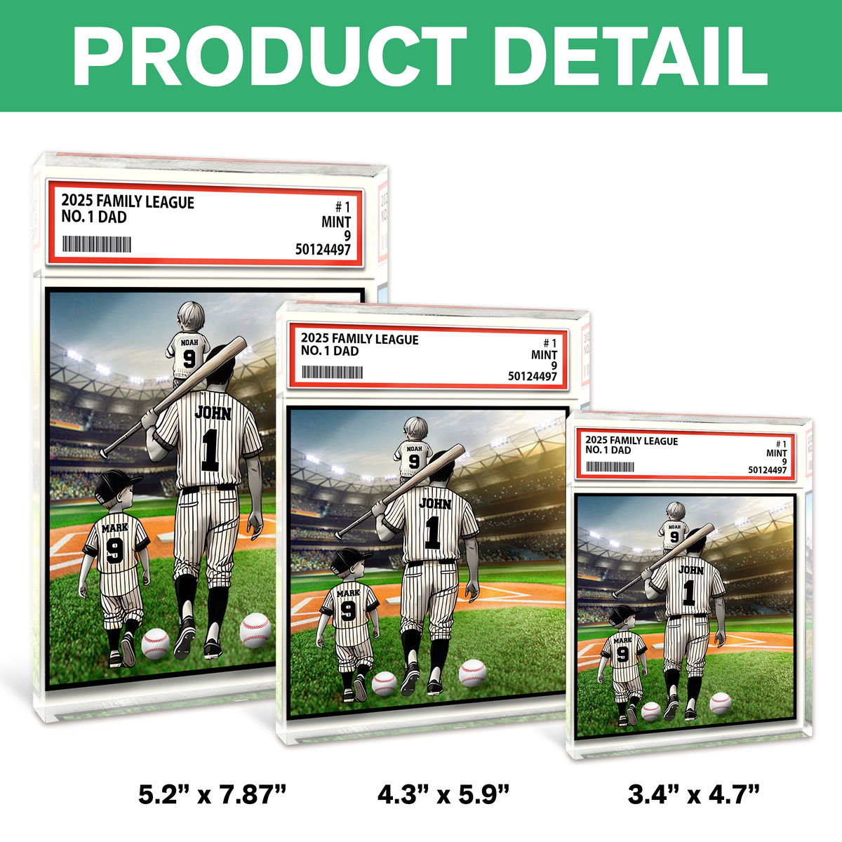 Baseball No. 1 Dad Grandpa Man & Kids Trading Card Style Acrylic Block Plaque Personalized Gift For Father's Day HO82 893980