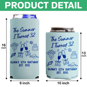 Personalized The Summer I Turned Thirty Birthday Print Full Can Cooler HA75 897030