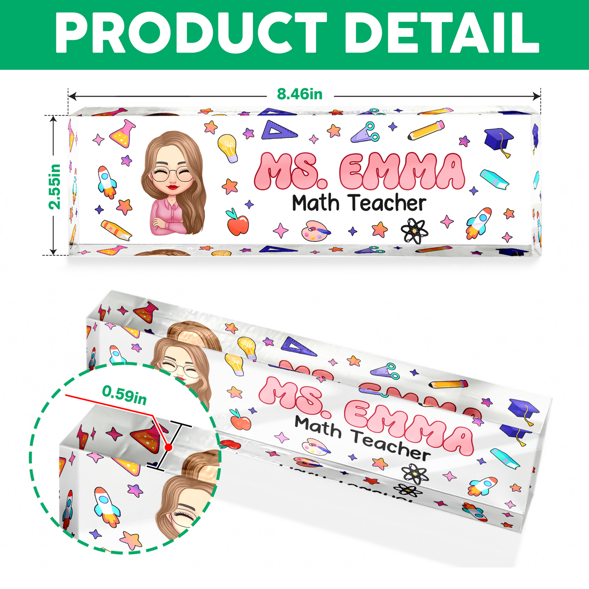 Custom Teacher Name Desk Name Plate Back To School Gift For Teacher CH07 896204