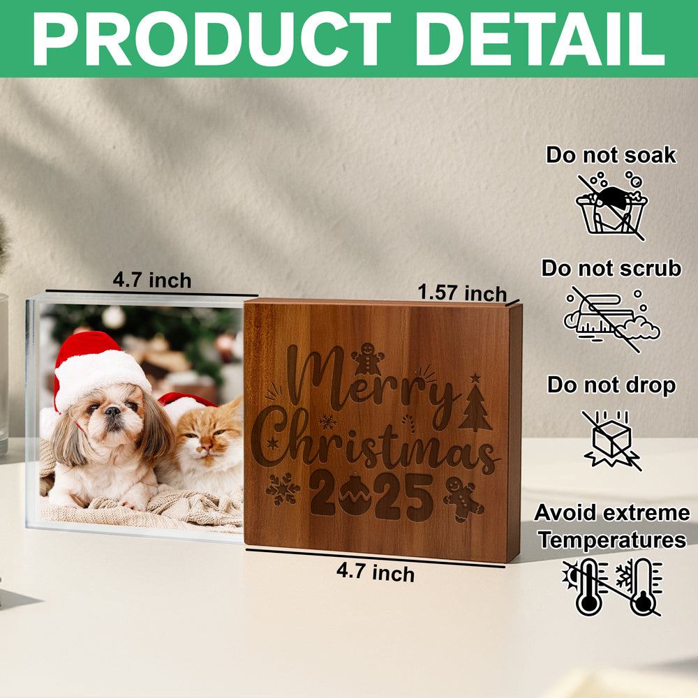 Custom Family Christmas Photo Wooden & Acrylic Photo Block Set Merry Christmas Gift CH07 896148