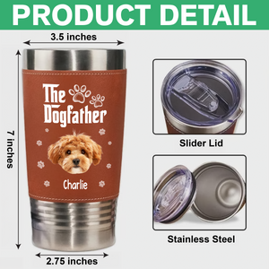 Cool Dog Father - Personalized Custom Leather Tumbler LM32 893697