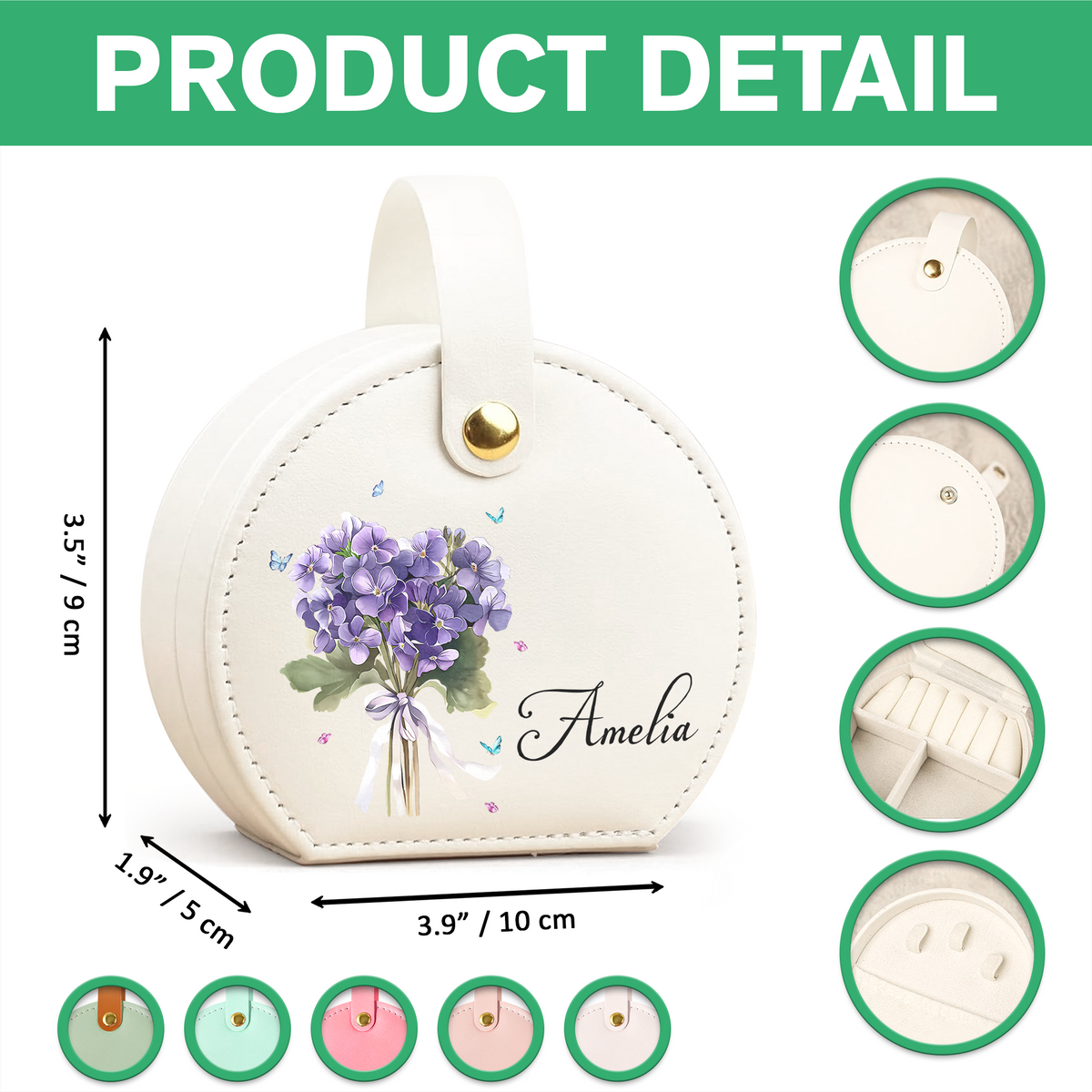 Birthmonth Flower - Personalized Travel Jewelry Box With Handle HA75 892848
