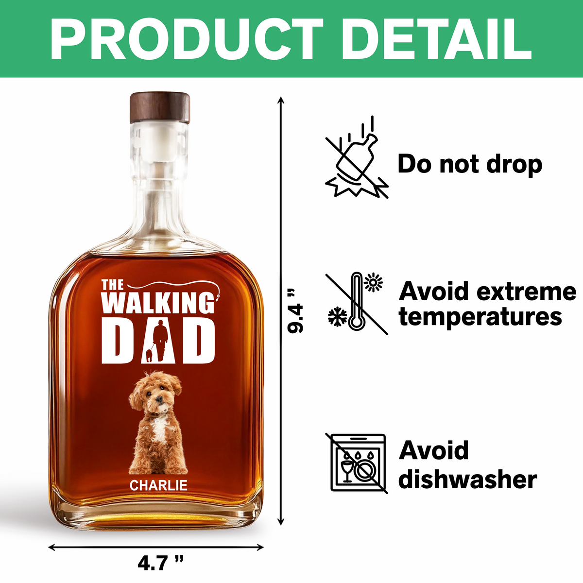 Custom Photo Walking The Dog - Personalized Whiskey Bottle HO82 894140