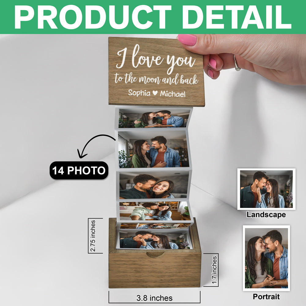 Custom Pull Out Photo Our Memory Keepsake Wooden Photo Box LM32 893411