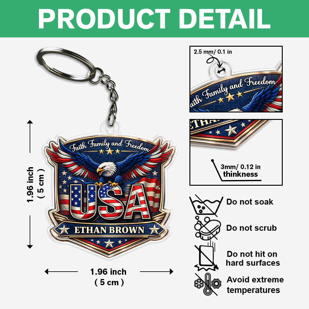 Personalized Faith, Family & Freedom 250 Years America Acrylic Keychain HA75 921016