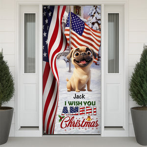 Custom Cute 3D Dog We Wish You Ameri Christmas Decoration Door Cover HA75 898084