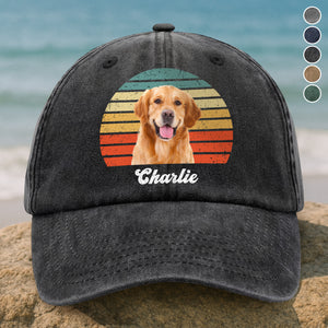 Custom Photo Dog Vintage Retro Washed Denim Baseball Cap HA75 897228