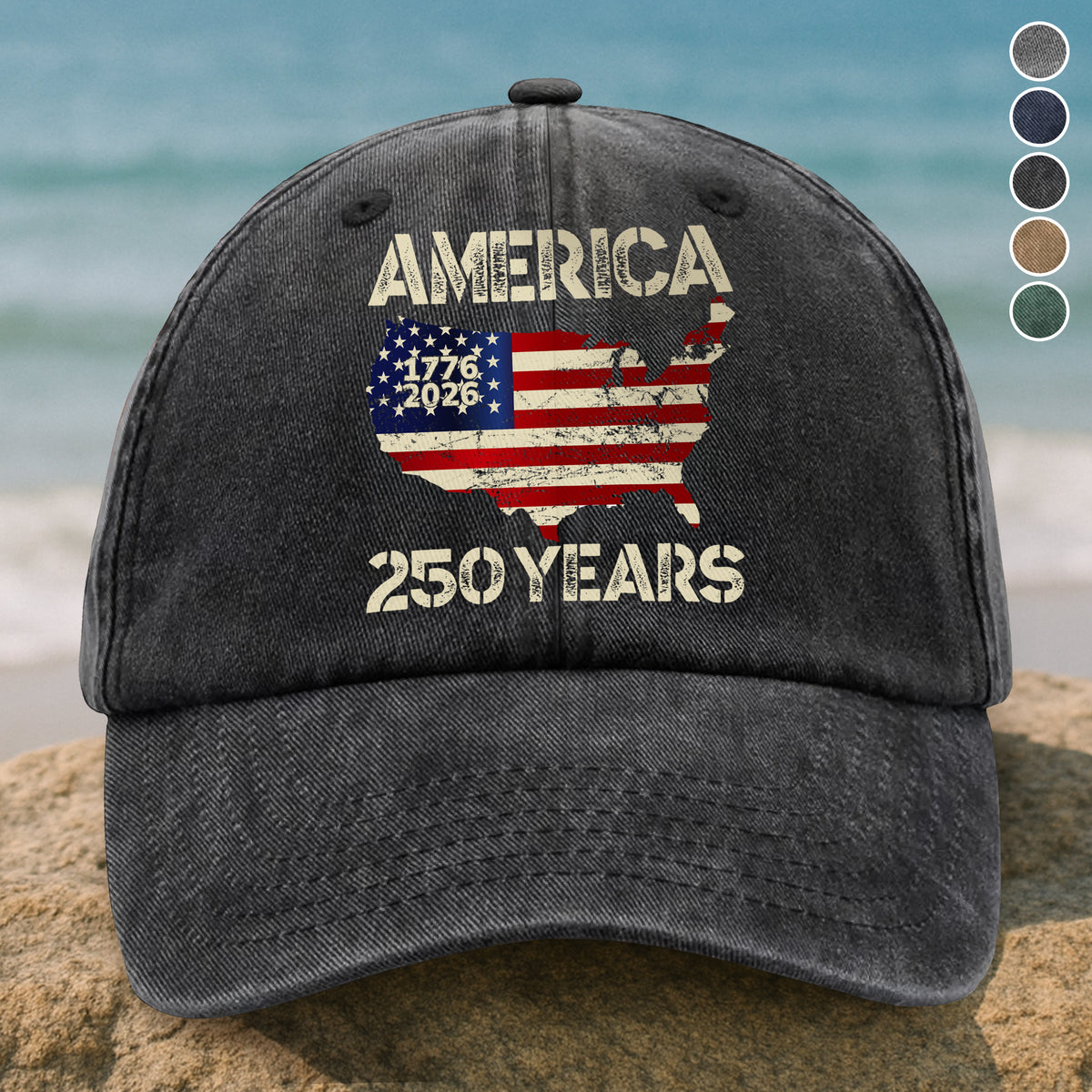 250 Years America Anniversary 250th Independence Day Washed Denim Baseball Cap HA75 897362