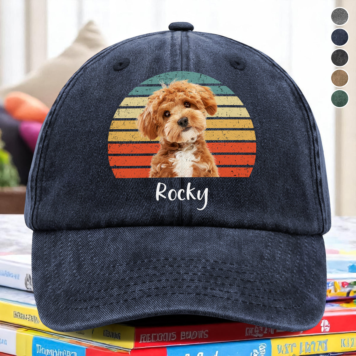 Custom Photo Dog Vintage Retro Washed Denim Baseball Cap HA75 897228
