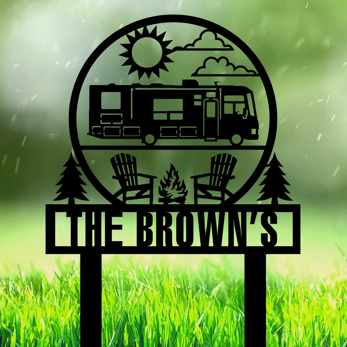 Personalized RV Campfire Garden Stake - Gift For Camping Lovers HO82 902964