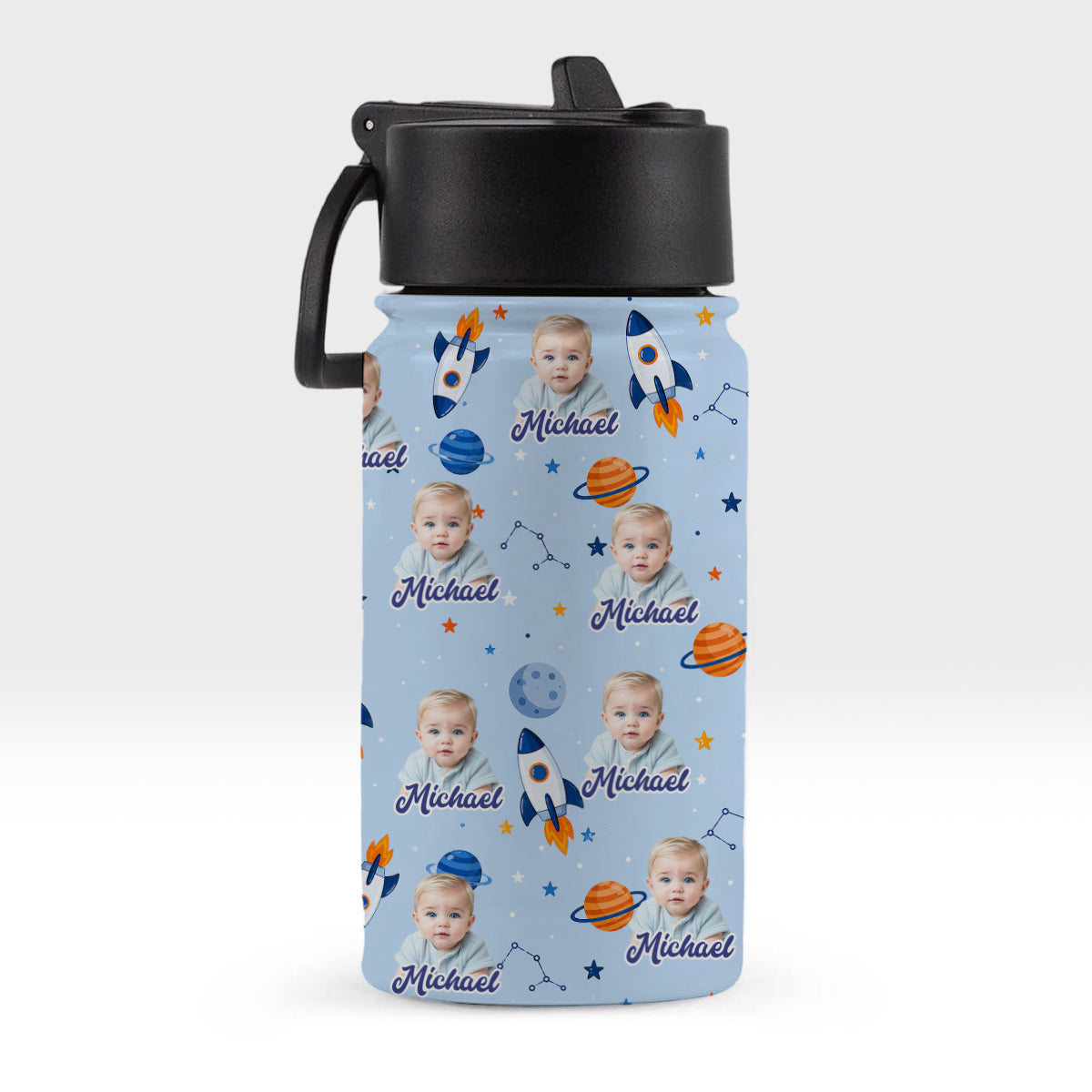 Custom Photo Cute Pattern Kids Water Bottle - Personalized Back To School Gift HO82 902850