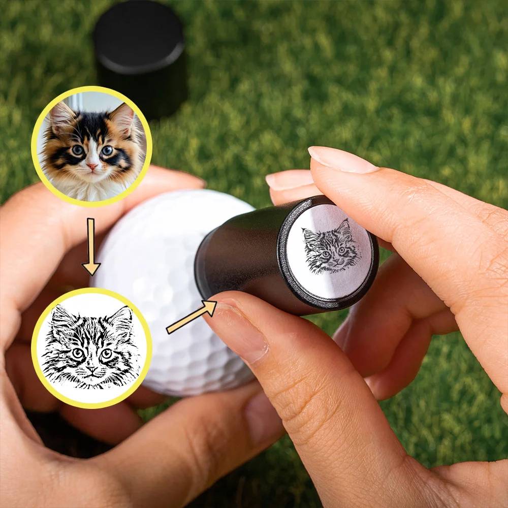 Personalised Dog Cat Pet Portrait Photo Golf Ball Stamp, Birthday Gift for Golf Players, Pet Lovers HO82 900620