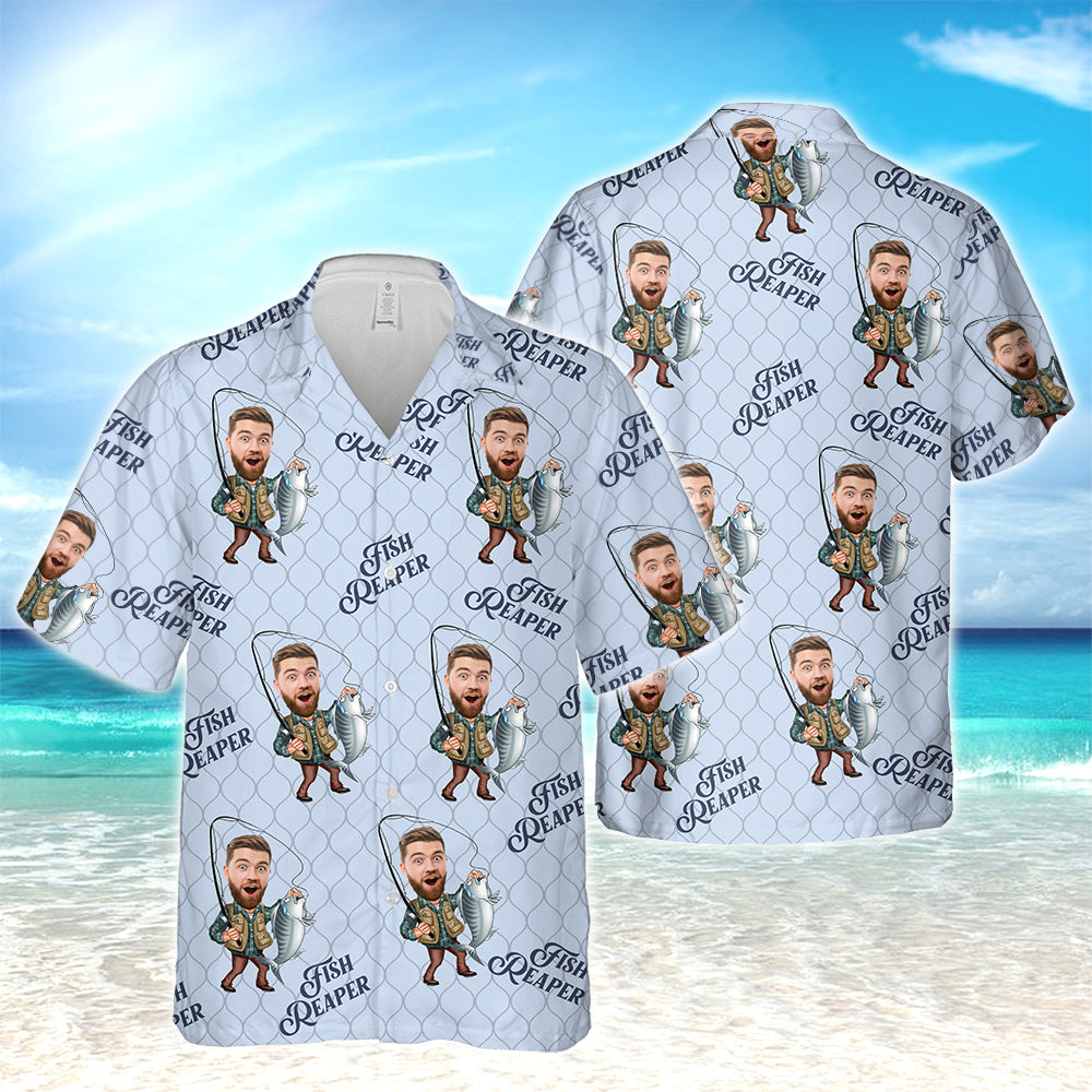 Custom Photo Fish Reaper Hawaiian Shirt Gift For Fishing Lovers HO82 894124