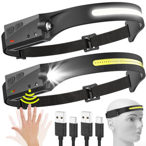 GeckoCustom 1/2/3PCS LED Induction Headlamp Camping Search Light USB Rechargeable Headlight Led Head Torch Work Light With Built-in Battery