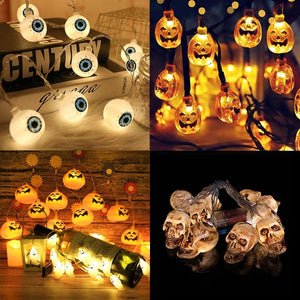 GeckoCustom 1.5m 10Led Halloween Pumpkin Ghost Skeletons Bat Spider Led Light String Festival Bar Home Party Decor Halloween Ornament