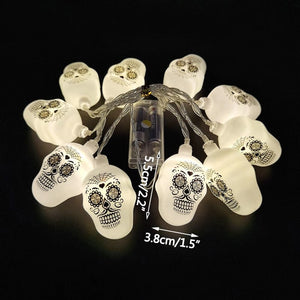 GeckoCustom 1.5m 10Led Halloween Pumpkin Ghost Skeletons Bat Spider Led Light String Festival Bar Home Party Decor Halloween Ornament 1.5m Skull String D