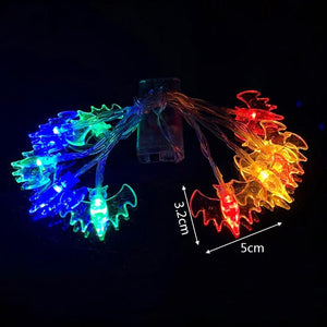 GeckoCustom 1.5m 10Led Halloween Pumpkin Ghost Skeletons Bat Spider Led Light String Festival Bar Home Party Decor Halloween Ornament 1.5m Colorful Bat