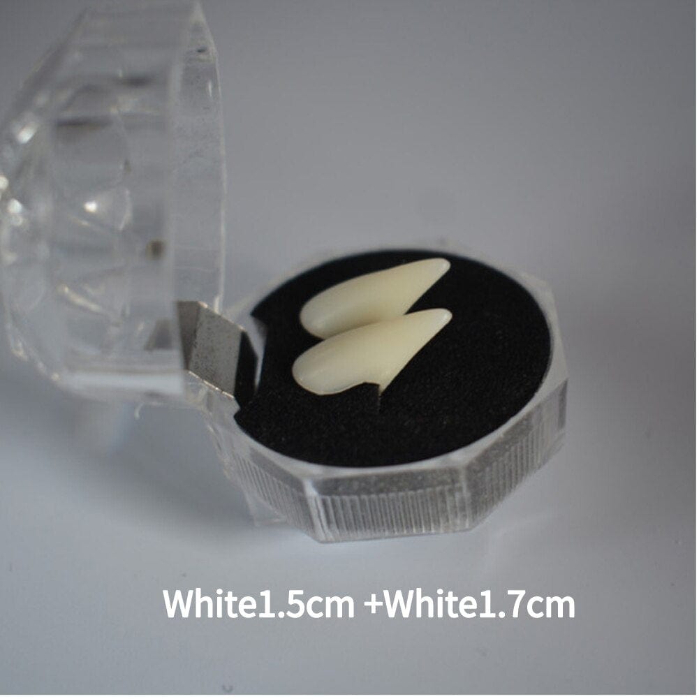 GeckoCustom 1 Pair Vampire Teeth Fangs Dentures Props Halloween Costume Props False Teeth Solid Glue Denture Adhesive Halloween Party Decor 2pcs no glue 2