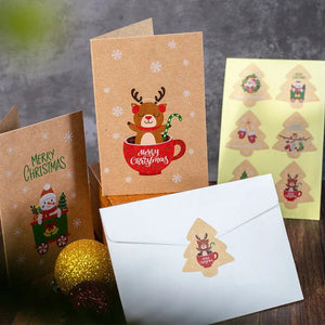 GeckoCustom 10.5x7.2cm Merry Chritmas Greeting Cards Envelope Xmas Gifts Card DIY Folding Paper Card Invitations Gifts Postcard New Year