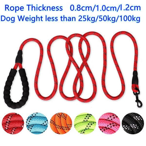 GeckoCustom 150/200/300cm Strong Dog Leash Pet Leashes Reflective Leash For Big Small Medium Large Dog Leash Drag Pull Tow Golden Retriever