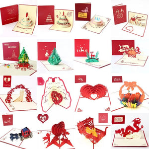 GeckoCustom 1pcs 3D Pop Up Greeting Cards With Envelope Laser Cut Post Card For Birthday Christmas Valentine' Day Party Wedding Decoration