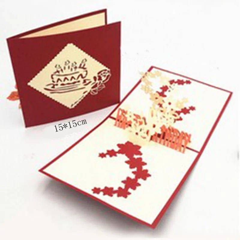 GeckoCustom 1pcs 3D Pop Up Greeting Cards With Envelope Laser Cut Post Card For Birthday Christmas Valentine' Day Party Wedding Decoration GD0003