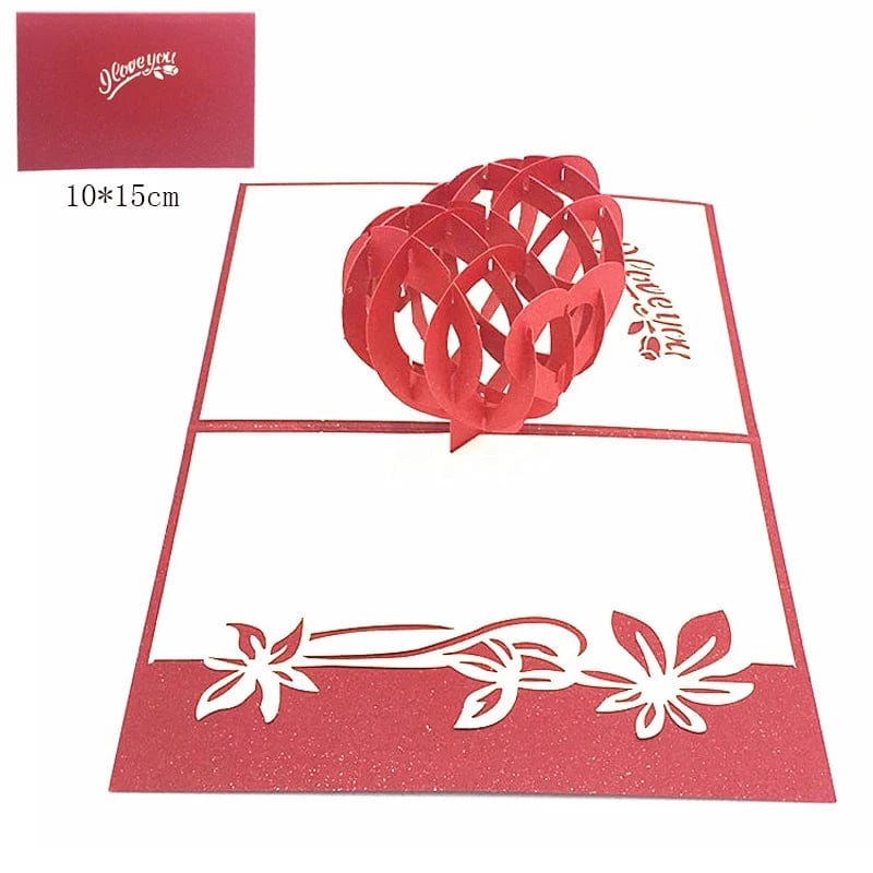 GeckoCustom 1pcs 3D Pop Up Greeting Cards With Envelope Laser Cut Post Card For Birthday Christmas Valentine' Day Party Wedding Decoration GD0014