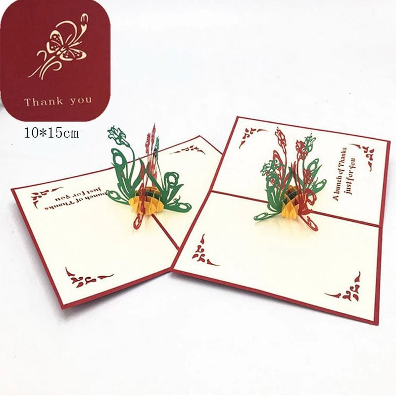 GeckoCustom 1pcs 3D Pop Up Greeting Cards With Envelope Laser Cut Post Card For Birthday Christmas Valentine' Day Party Wedding Decoration GD0022