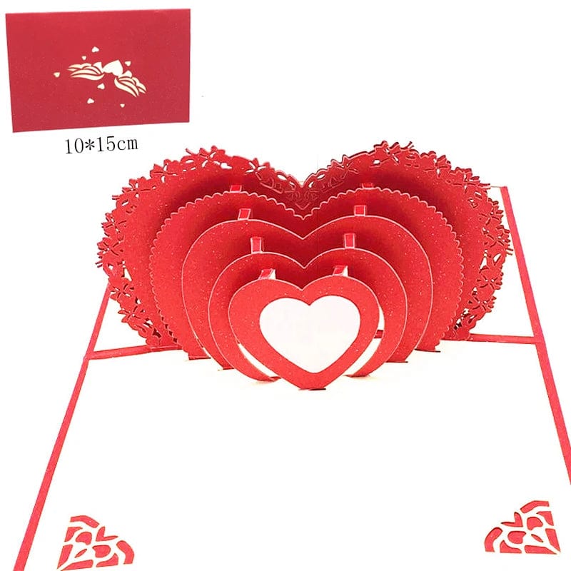 GeckoCustom 1pcs 3D Pop Up Greeting Cards With Envelope Laser Cut Post Card For Birthday Christmas Valentine' Day Party Wedding Decoration GD0049