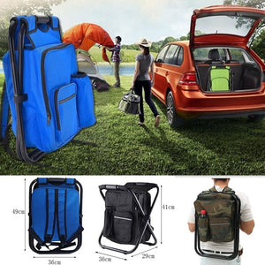 GeckoCustom 2 in 1 Folding Fishing Chair Bag Fishing Backpack Chairs Stool Convenient Wear-resistantv for Outdoor Hunting Climbing Equipment