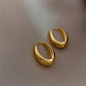 GeckoCustom 2021 New Classic Copper Alloy Smooth Metal Hoop Earrings For Woman Fashion Korean Jewelry Temperament Girl's Daily Wear earrings